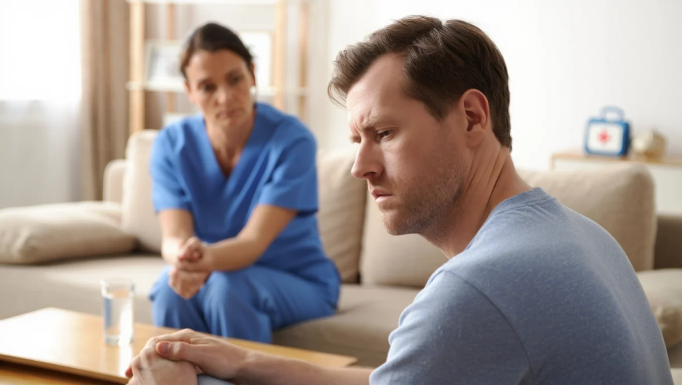 Медработник оказывает поддержку пациенту дома